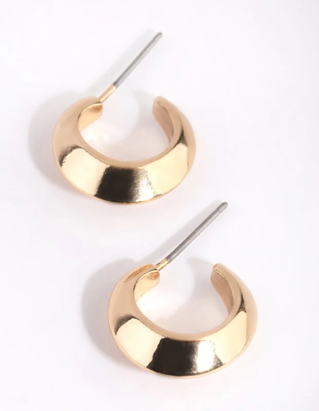 Petal hoop earrings-Gold Pointed Huggie Hoop Earrings