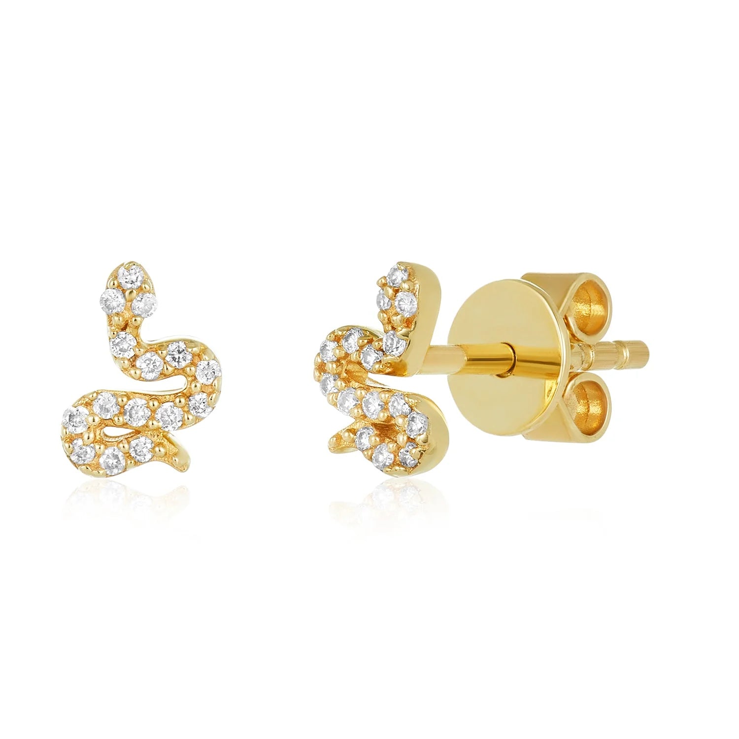 Worn medallion earrings-Snake Diamond Studs