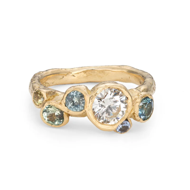 Light filigree engagement rings-Wild Water Cornish Bay Ring