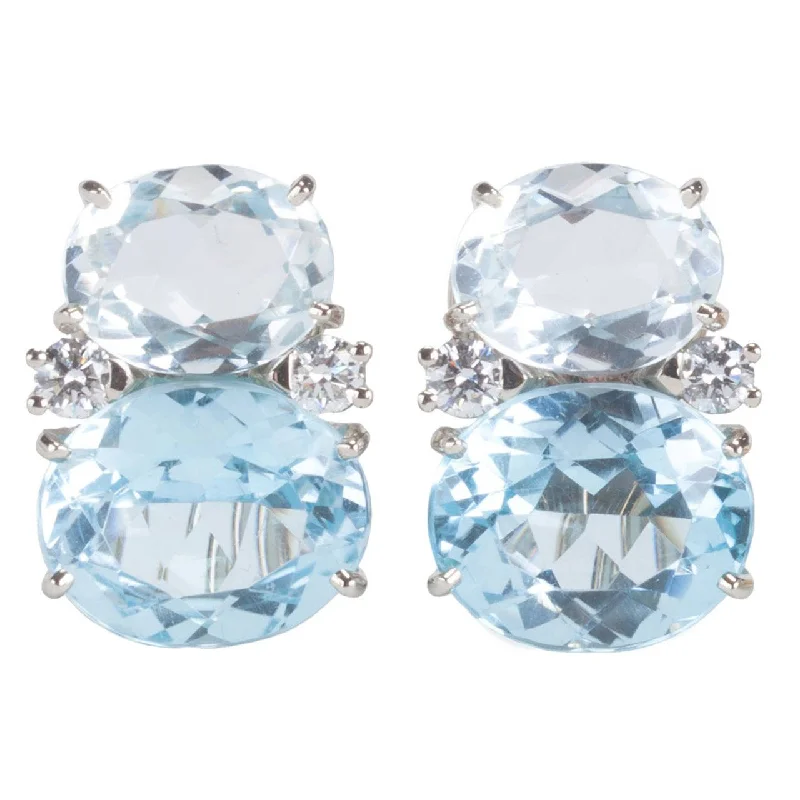 Crystal-twisted earrings-Medium GUM DROP™ Earrings with Rock Crystal and Pale Blue Topaz and Diamonds