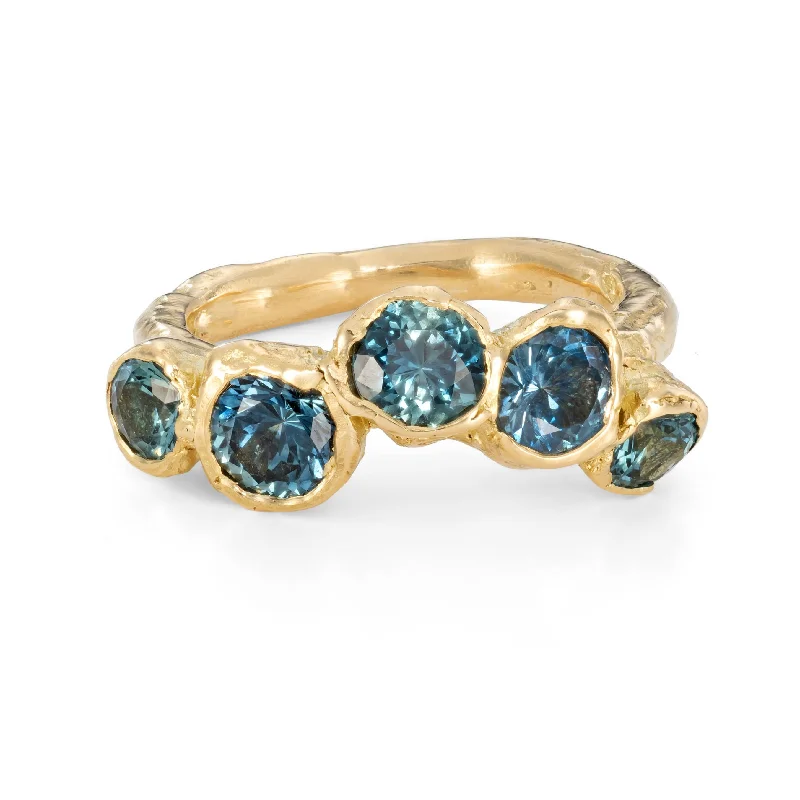 Sleek modern engagement rings-Teal Sea Anemone Ring