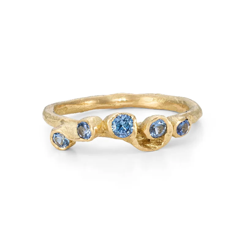 Sleek gem engagement rings-Denim Palmata Ring