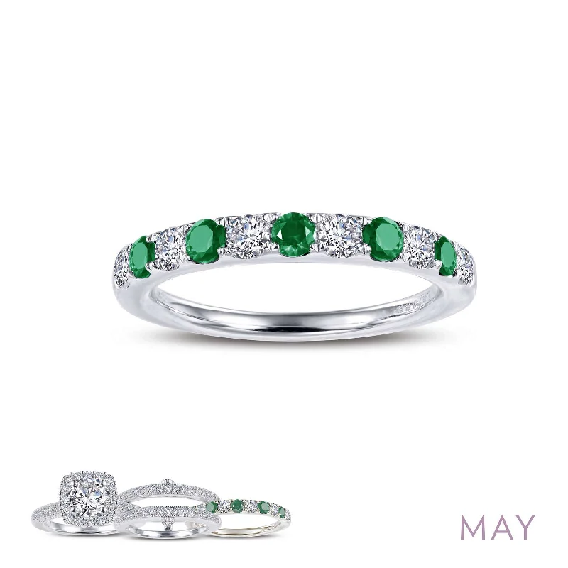 Dainty stack engagement rings-Lafonn Simulated Diamond & Emerald May Birthstone Stackable Ring BR004EMP