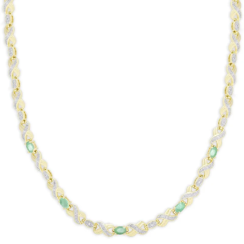 Round stone necklaces-Dolce Giavonna Gold Overlay Emerald XO Necklace