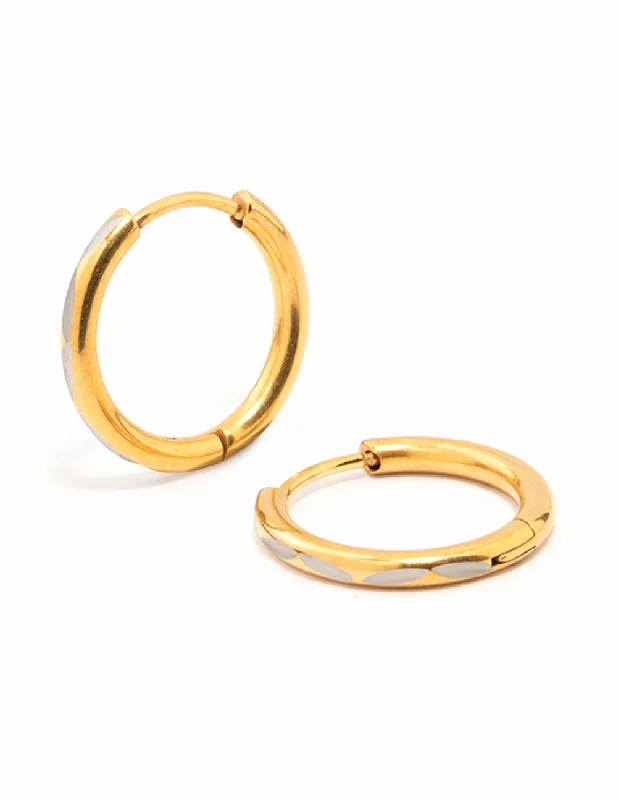 Surf motif earrings-Gold Plated Surgical Steel Classic Hoop Earrings