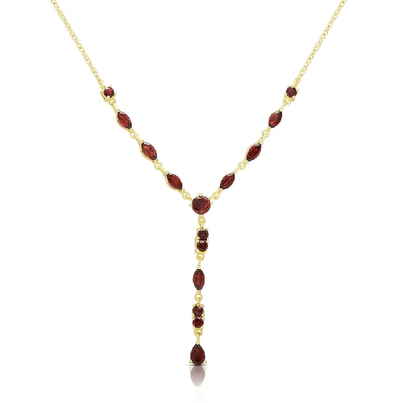 Spiral knot necklaces-Dolce Giavonna Gold Over Sterling Silver Garnet 'Y' Necklace