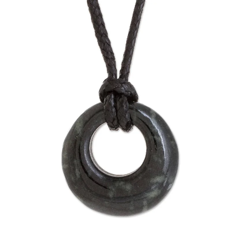 Floating gem necklaces-NOVICA Verdant Circle, Jade pendant necklace