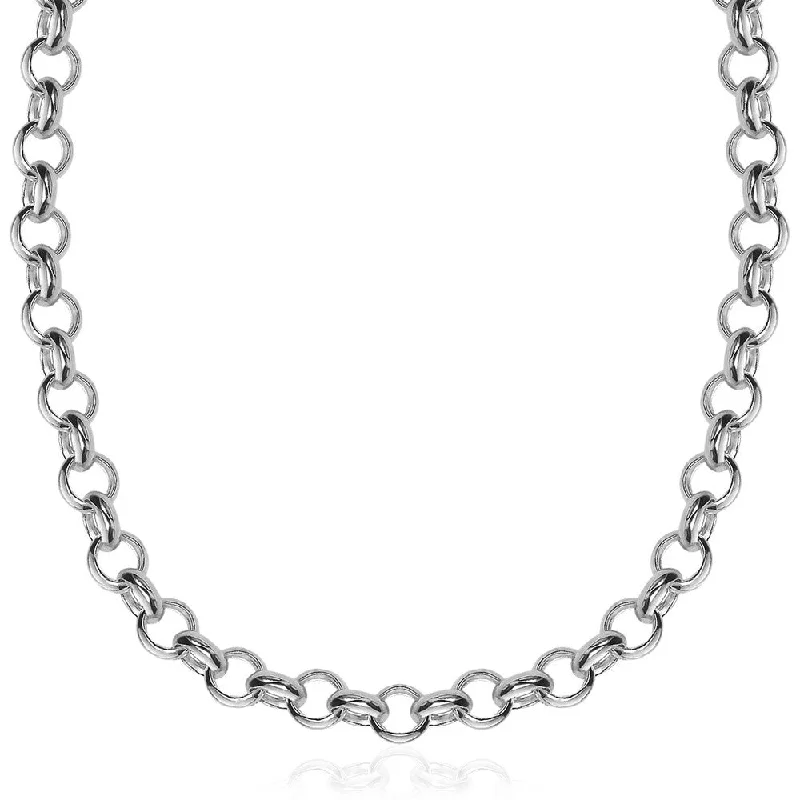 Vine braid necklaces-Sterling Silver Rhodium Plated Classic Rolo Chain Necklace