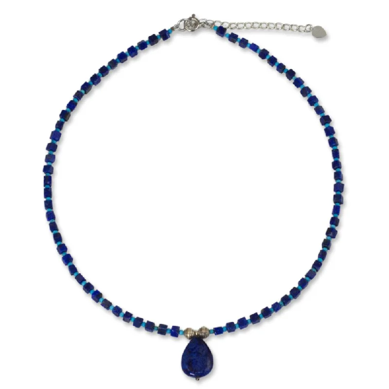 Worn style necklaces-Handmade Depths of Blue Lapis Lazuli Necklace (Thailand)