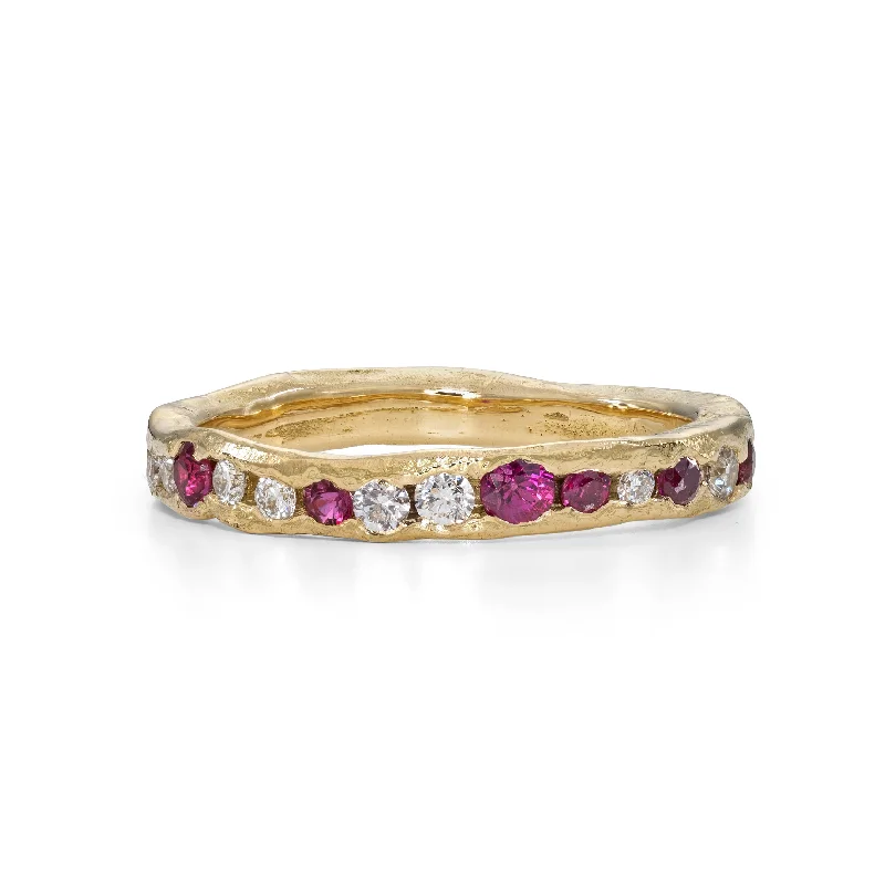 Organic shape engagement rings-Ruby Channel Ring with Ice Accents