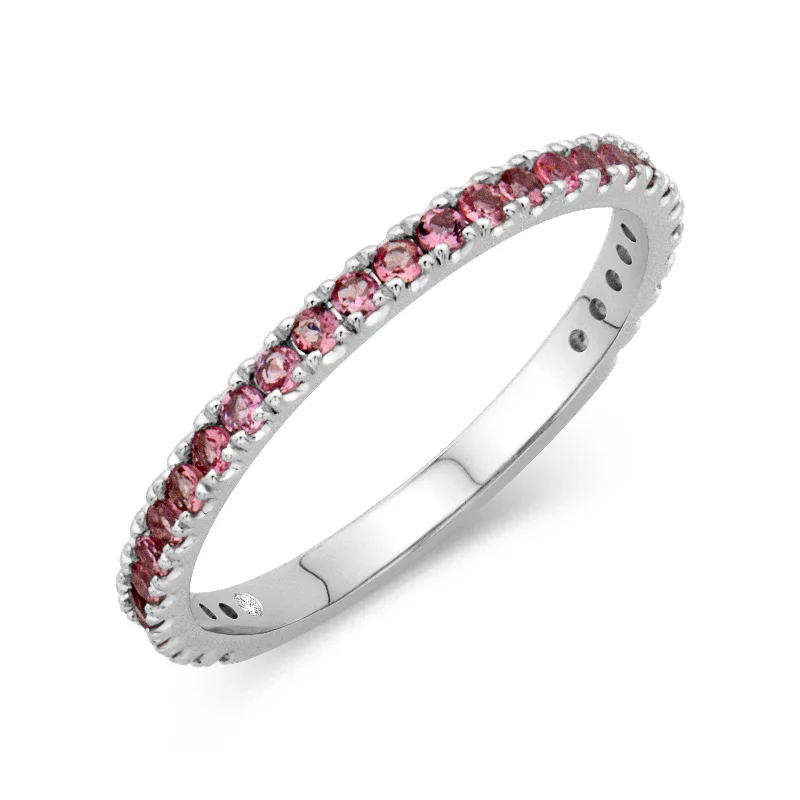 Dual-tone engagement rings-14K White Gold 0.36cttw. Pink Tourmaline Stackable Birthstone Ring - October