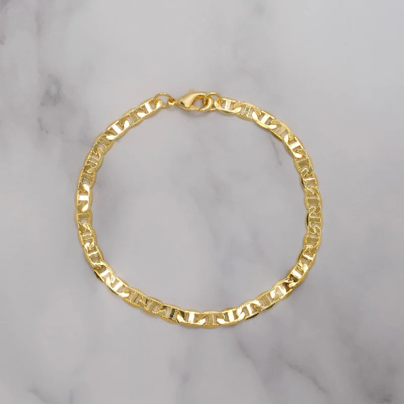 Light clay bangles-Victoria Townsend Yellow Gold Plated Flat Anchor Link Bracelet