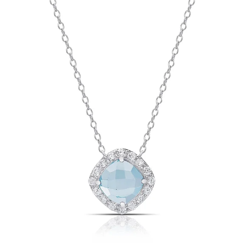 Dainty charm necklaces-Dolce Giavonna Sterling Silver Gemstone and Cubic Zirconia Necklace