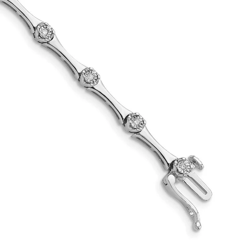 Pure crystal bangles-Curata 925 Sterling Silver Polished Box Catch Closure Rhodium Plated Diamond Bracelet