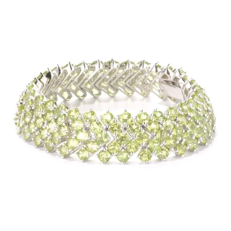 Ruby gem bangles-Sterling Silver Peridot Chevron Link Bracelet