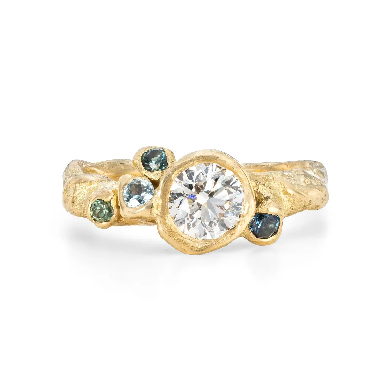 Topaz gem engagement rings-Diamond Tide Pool Ring