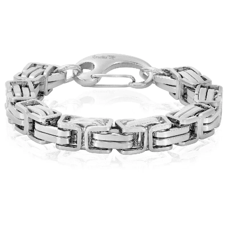 Braided thread bangles-Crucible Men's Byzantine Chain Stainless Steel Bracelet (11mm)