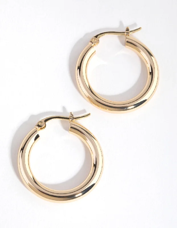 Square stud earrings-Gold Plated Medium Hoop Earrings