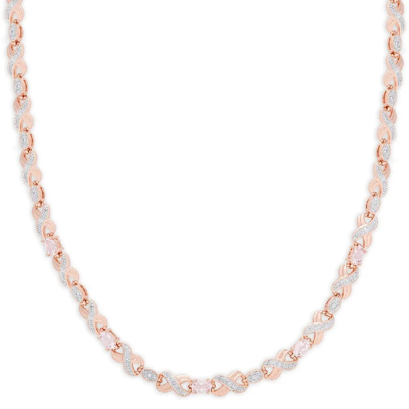 Cedar wood necklaces-Dolce Giavonna Rose Gold Overlay Simulated Morganite 'XO' Necklace