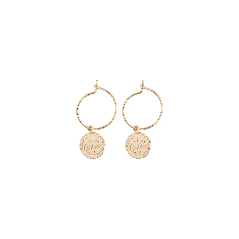 Polished art earrings-Gold Mini Flat Disc Hoop Earrings