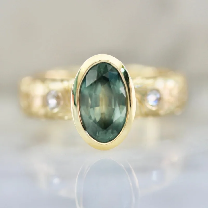 Secret Garden Green Oval Cut Montana Sapphire Ring