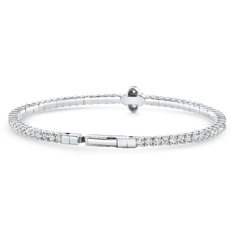 Whimsical bangles-3.70Ct Diamond Flexible Tennis Bangle Bracelet White Gold Lab Grown