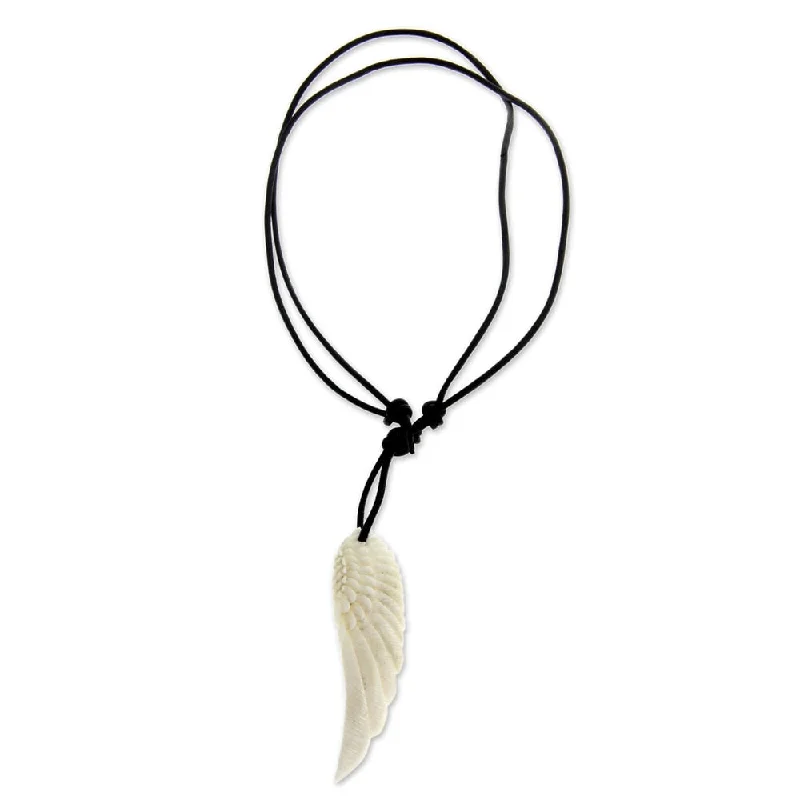 Lapis drop necklaces-NOVICA Handmade Men's Leather 'Angel Wing' Necklace (Indonesia)