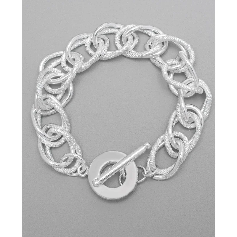 Hand-polished bangles-Victoria Townsend Silver Plated Thick Toggle Link Bracelet