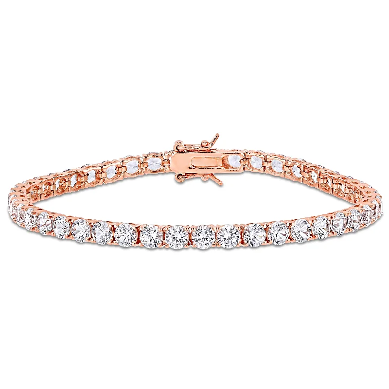 Alloy metal bangles-Miadora Rose Plated Sterling Silver Created White Sapphire Tennis Bracelet