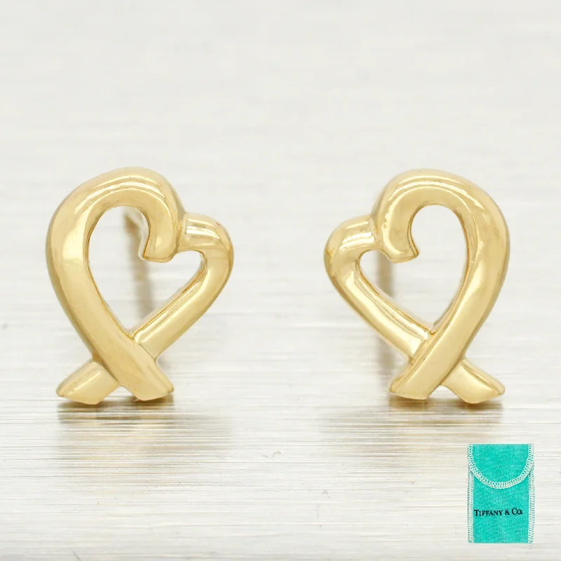 Swirl shape earrings-Tiffany & Co. Paloma Picasso Loving Heart Earrings | 18k Yellow Gold | w/ Pouch