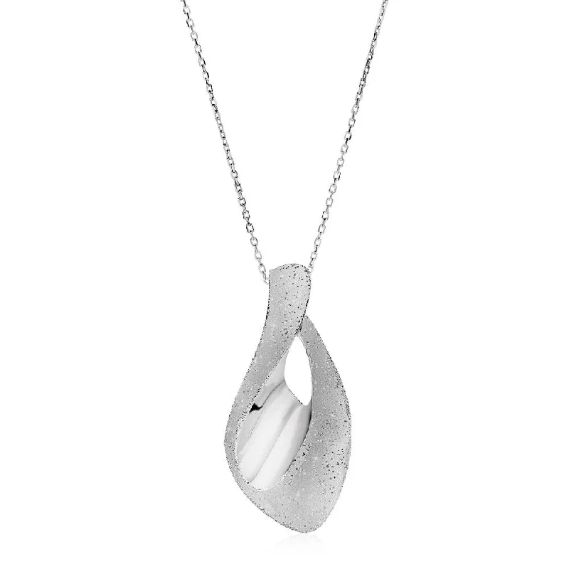 Aged pendant necklaces-Sparkle Textured Teardrop Motif Necklace in Sterling Silver