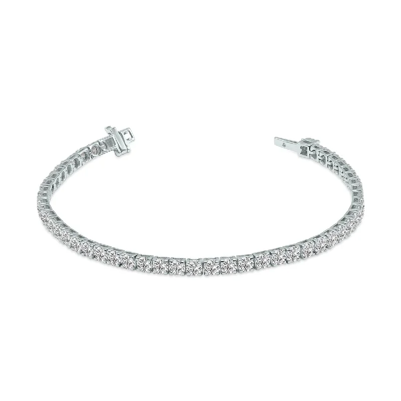 Beaded cluster bangles-Marquee 5 Carat TW Lab Grown Diamond Tennis Bracelet in 14K White Gold