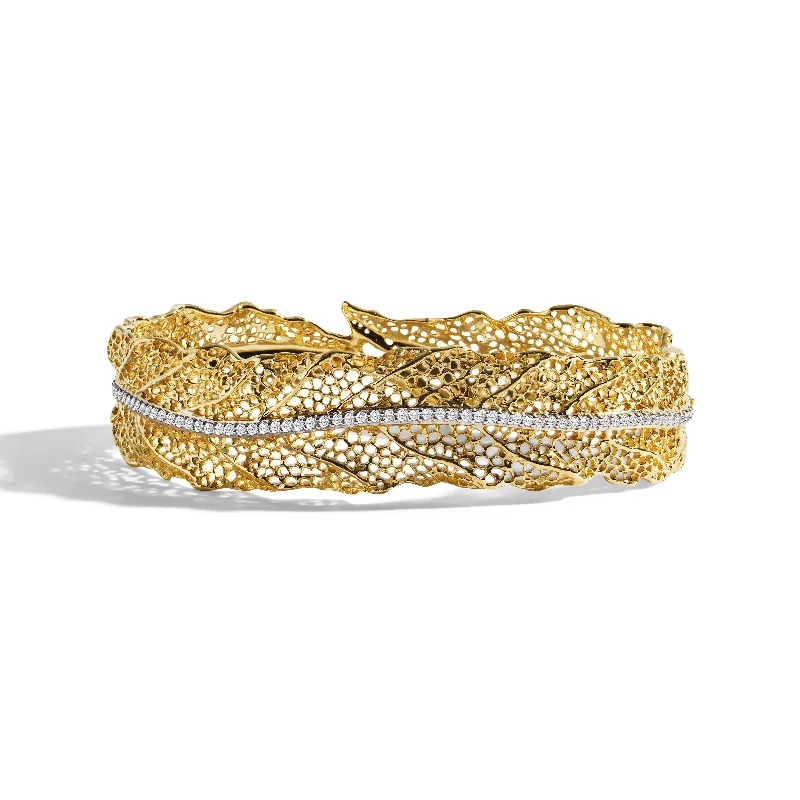 Light filigree bangles-Gooseberry Bangle Bracelet with Diamonds