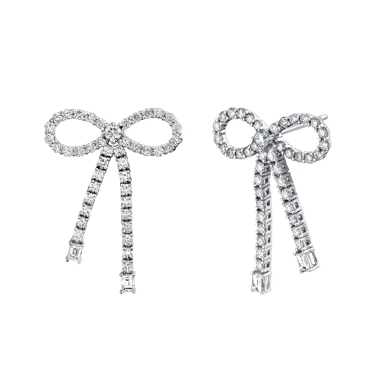 Large hoop earrings-Diamond Bow Earrings