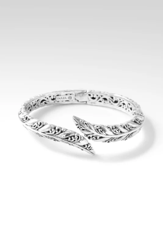 Wide geometric bangles-Under His Wings Bypass Bracelet™ in Leaf