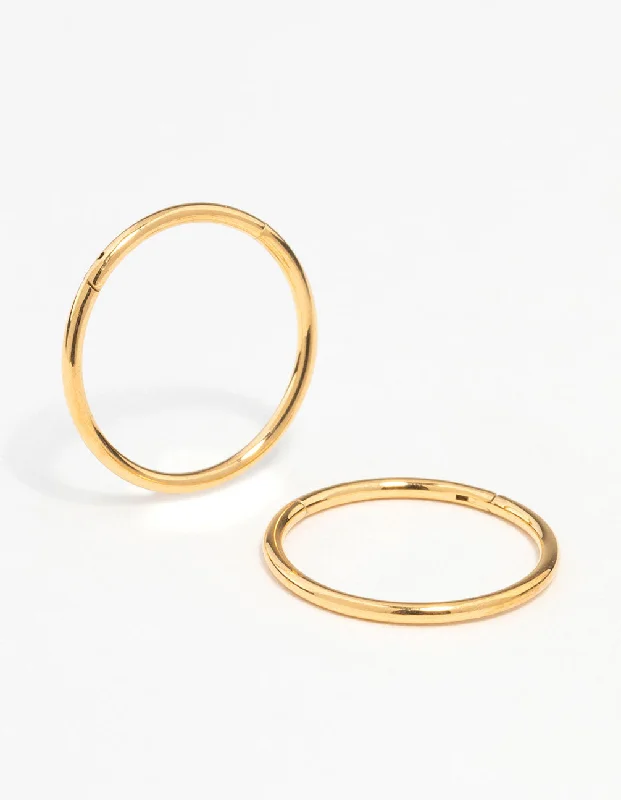 Thick tier earrings-Gold Plated Surgical Steel Sleeper Earrings 12 MM