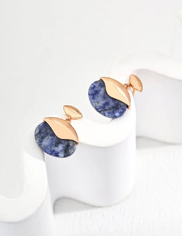 Fine triangle earrings-Blue Mood Vintage Oval Gemstone Drop Earrings