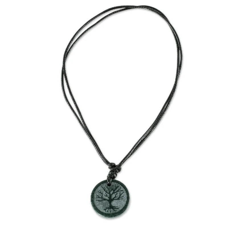 Retro photo necklaces-NOVICA Tree Branches, Jade pendant necklace