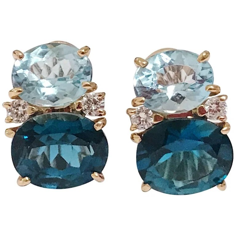 Light drop earrings-Medium GUM DROP™ Earrings with Two-Toned Blue Topaz and Diamonds