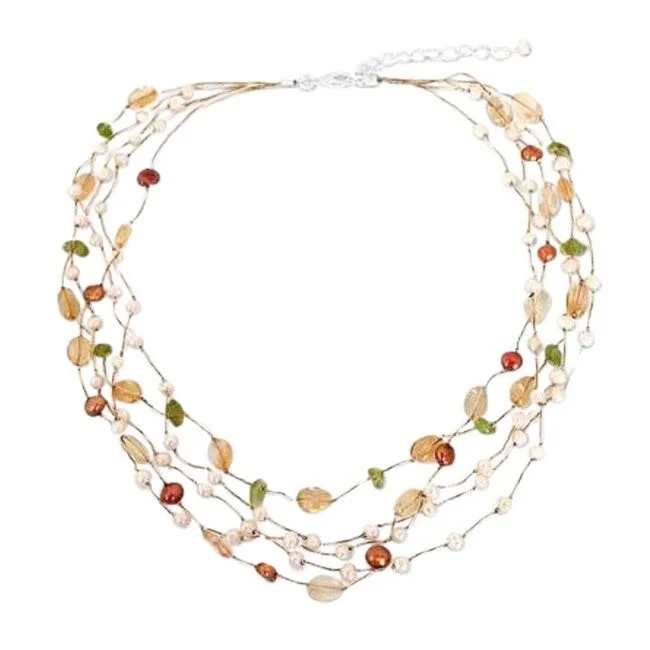 Vivid gem necklaces-Multi-gemstone 'Awakening' Pearl Necklace (3.5-7.5 mm)