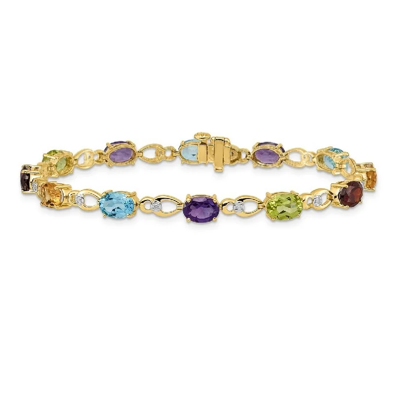 Fox motif bangles-Curata 5mm 14k Rainbow Gemstone Diamond Bracelet