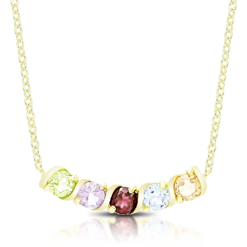 High bar necklaces-Dolce Giavonna Gold Over Sterling Silver Multi Gemstone Necklace