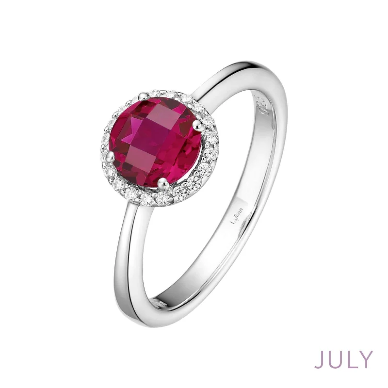 Twilight gothic engagement rings-Lafonn Simulated Diamond & Ruby Birthstone Ring - July BR001RBP