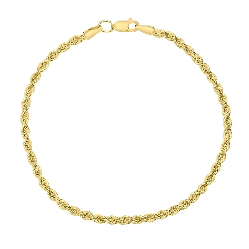 Shiny modern bangles-14K Yellow Gold Filled 3.3MM Rope Chain Bracelet with Lobster Clasp