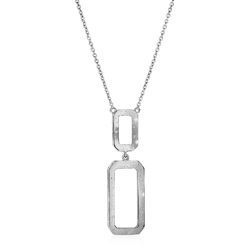 Retro deco necklaces-Necklace with Interlocking Rectangles in Sterling Silver