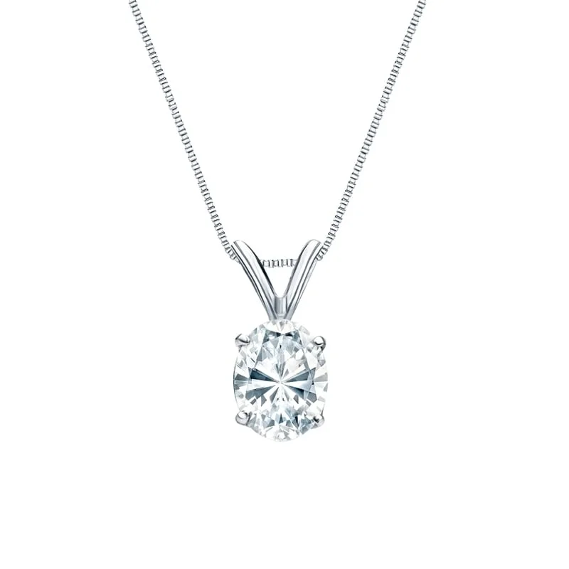 Haze glass necklaces-Auriya 18k Gold 0.75ctw Oval Solitaire Lab Grown Diamond Necklace 4-Prong Basket (H-I VS) - 0.75