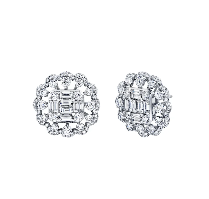 Trekker braid earrings-Diamond Statement Studs