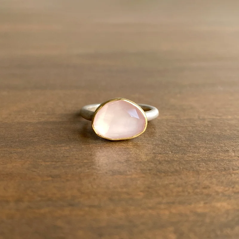 Petal Rose Cut Rose Quartz Ring