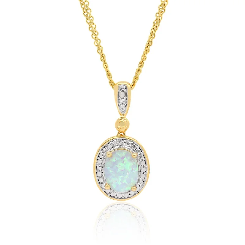 Aged pendant necklaces-Dolce Giavonna Gold Overlay Simulated Opal and Diamon Accent Necklace