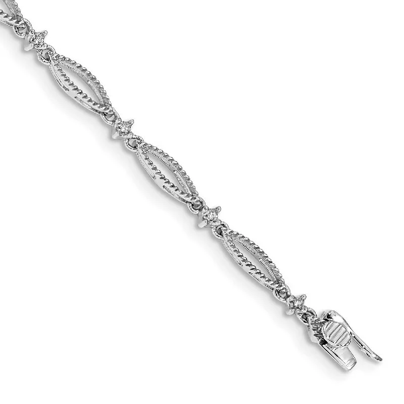 Glossy cuff bangles-Curata 14k White Gold Diamond Bracelet